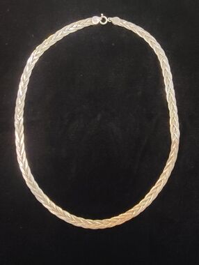 Sterling Silver Braided Herringbone Necklace 18"